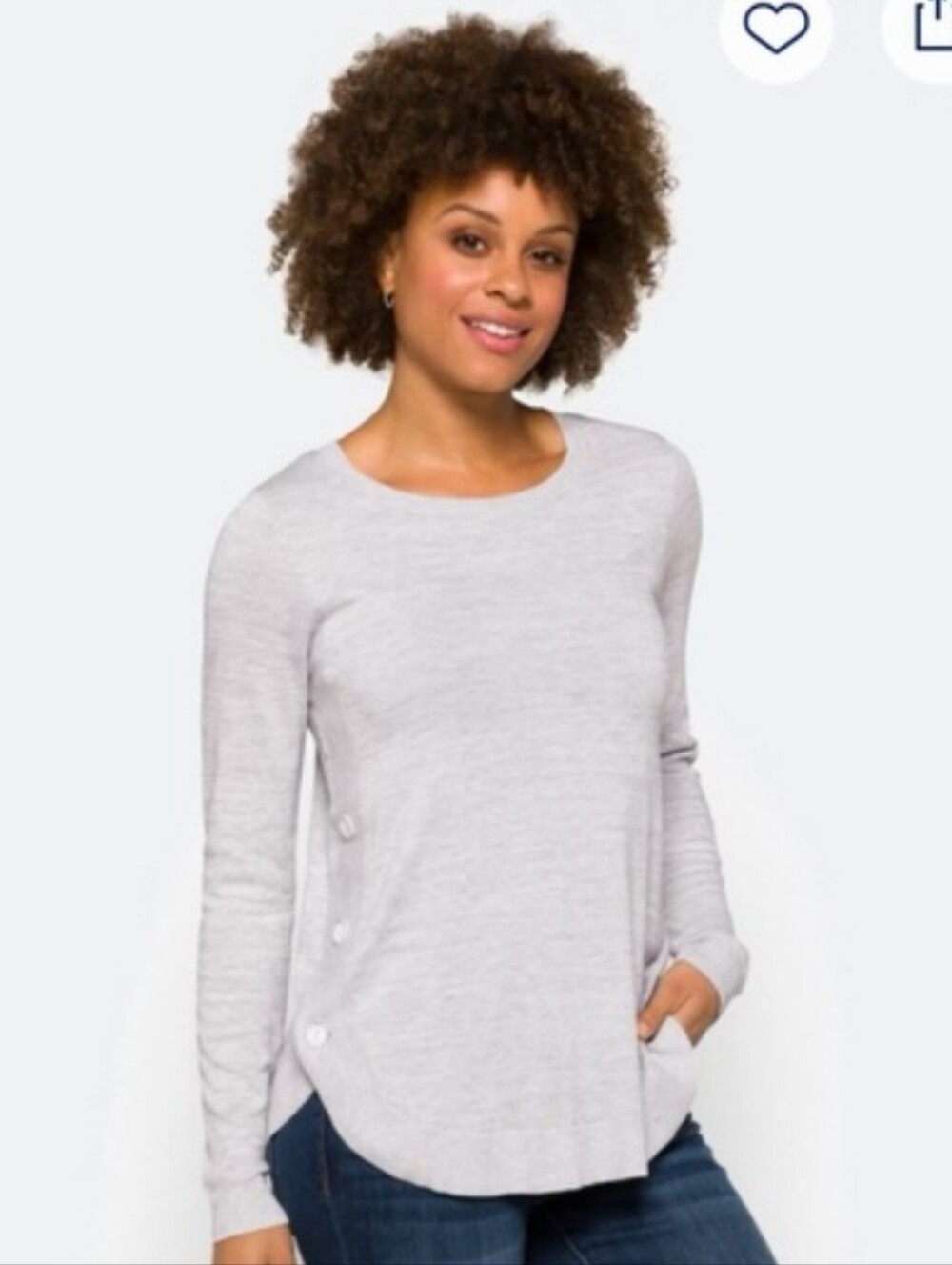 Lety & Me December Side Button Detail Pullover- M